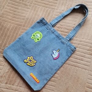 Goodles Denim Tote Bag With Patches